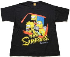 画像2: 90s The Simpsons シンプソンズ ホーマー マージ リサ コットンTシャツ 黒 XL★A (2)