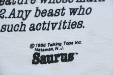 画像6: 80s USA製 Saurusly Speaking Partyasaurus 恐竜 ビール Vネック コットンTシャツ 白 (6)