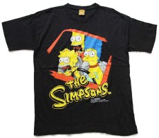 画像2: 90s The Simpsons シンプソンズ ホーマー マージ リサ コットンTシャツ 黒★B (2)