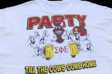 画像3: 90s USA製 PARTY TILL THE COWS COME HOME フラタニティ ウシ イラスト コットン 長袖Tシャツ 白 XL (3)