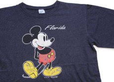 画像1: 90s USA製 Velva Sheen DISNEYディズニー ミッキー マウス Florida ボーダー Tシャツ チャコールグレー L (1)