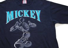 画像1: 90s USA製 Disneyディズニー MICKEY ミッキー マウス コットンTシャツ 黒 フェード XL (1)