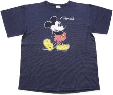 画像2: 90s USA製 Velva Sheen DISNEYディズニー ミッキー マウス Florida ボーダー Tシャツ チャコールグレー L (2)