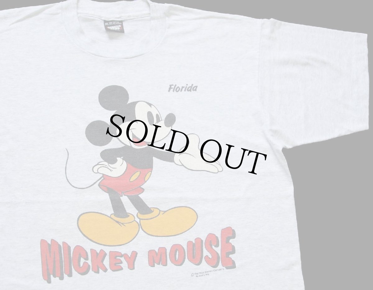 画像1: 90s USA製 Disneyディズニー MICKEY MOUSEミッキー マウス Florida 両面プリント Tシャツ 杢ライトグレー XL (1)