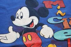 画像4: 90s USA製 DISNEYディズニー Mickey ミッキー マウス FLORIDA ひび割れプリント Tシャツ 青 L (4)