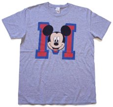 画像2: 00s モロッコ製 Disneyディズニー ミッキー マウス M コットンTシャツ 杢グレー L (2)