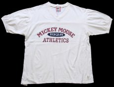 画像2: 90s USA製 Disneyディズニー MICKEY MOUSE 1928 ATHLETICS ミッキー マウス コットン アスレチックTシャツ 生成り L/XL (2)