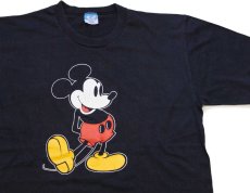 画像1: 80s USA製 Disneyディズニー ミッキー マウス コットンTシャツ 黒 (1)