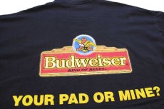 画像4: 90s USA製 Budweiserバドワイザー YOUR PAD OR MINE? スリーフロッグス カエル 両面プリント コットンTシャツ 黒 XL (4)