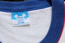 画像4: 80s USA製 Disneyディズニー Disneylandディズニーランド ドナルドダック コットン リンガーTシャツ 白×青 (4)