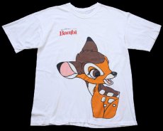 画像1: 90s WALT DISNEY CLASSIC ディズニー Bambiバンビ 両面プリント コットンTシャツ 白 (1)