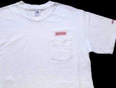 画像3: 90s Hanes SIMPSONシンプソン ビッグロゴ コットン ポケットTシャツ 白 L (3)