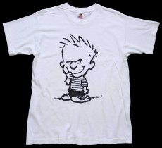 画像2: 90s USA製 Calvin and Hobbes カルビン ホッブス コットンTシャツ 白 M (2)