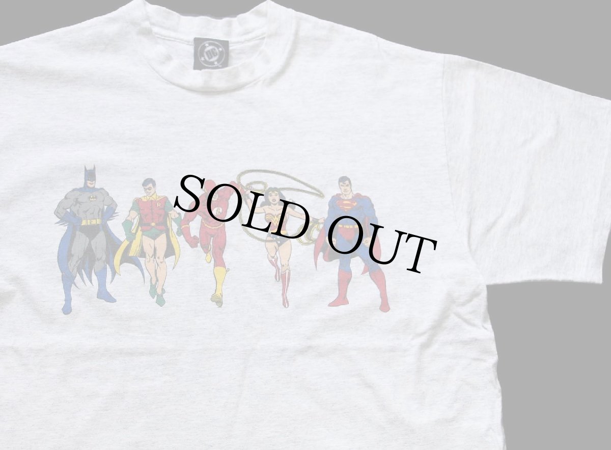 画像1: 90s USA製 DC COMICS スーパーマン バットマン キャラクター両面プリント コットンTシャツ 杢ライトグレー XL (1)