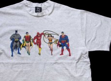 画像1: 90s USA製 DC COMICS スーパーマン バットマン キャラクター両面プリント コットンTシャツ 杢ライトグレー XL (1)