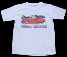 画像2: 80s スヌーピー ウッドストック ピンク キャデラック CRUISIN CINCINNATI Tシャツ 白 (2)