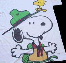 画像3: 90s USA製 スヌーピー ウッドストック 全面 染み込みプリント Tシャツ 白 (3)