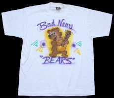 画像2: 90s USA製 Bad News BEARS 両面 エアブラシ アート Tシャツ 白 L (2)