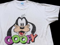 画像1: 80s USA製 Disneyディズニー GOOFY グーフィー コットンTシャツ 白 XXL★特大 (1)