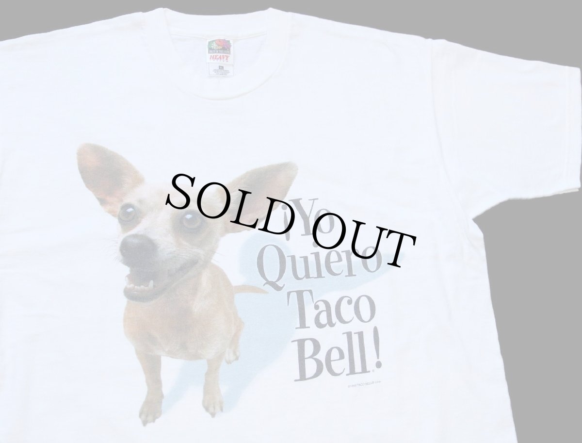 画像1: 90s Yo Quiero Taco Bell ! Want Some ? タコベル チワワ 両面プリント コットンTシャツ 白 XL (1)