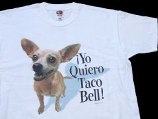 画像1: 90s Yo Quiero Taco Bell ! Want Some ? タコベル チワワ 両面プリント コットンTシャツ 白 XL (1)