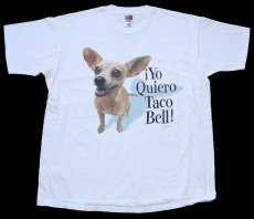 画像2: 90s Yo Quiero Taco Bell ! Want Some ? タコベル チワワ 両面プリント コットンTシャツ 白 XL (2)