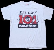 画像2: 90s USA製 Hanes FIRE DEPT. 101 DALMATIANS 101匹わんちゃん Tシャツ 白 L (2)