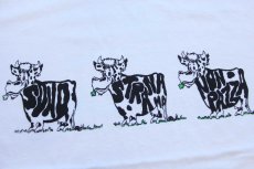 画像4: 90s SONA STRANA MA NON PAZZA 牛 イラスト コットンTシャツ 白 (4)