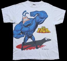 画像1: 90s THE TICK コットンTシャツ ボロ 白 L (1)