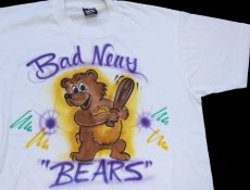 画像1: 90s USA製 Bad News BEARS 両面 エアブラシ アート Tシャツ 白 L (1)