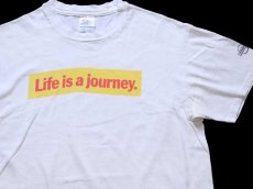 画像1: 90s Hanes NISSANニッサン Life is a journey. Enjoy the ride. 両面プリント コットンTシャツ 白 L (1)