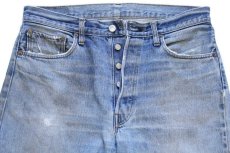 画像4: 70s USA製 Levi'sリーバイス 501 66後期 ダメージ リペア デニムパンツ ヒゲ w35 (4)