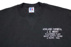 画像3: 90s USA製 RUSSELLラッセル ASHLAND CHEMICAL 刺繍 前V スウェット 黒 XL (3)