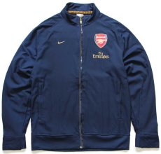 画像1: 00s NIKEナイキ Arsenal Fly Emirates アーセナル刺繍 トラックジャケット 紺 S★ジャージ (1)