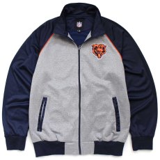 画像1: NFL CHICAGO BEARS ロゴ刺繍 ツートン 切り替え トラックジャケット 霜降りグレー×紺 L★ジャージ (1)