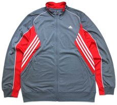 画像1: adidasアディダス パフォーマンス ロゴ ツートン トラックジャケット グレー×赤 XL★ジャージ (1)