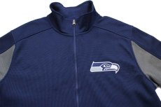 画像3: NFL SEATTLE SEAHAWKS ロゴ刺繍 ツートン 切り替え ニット トラックジャケット 紺×グレー XL★ジャージ (3)