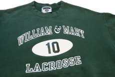 画像4: 90s USA製 Leeリー WILLIAM&MARY 10 LACROSSE 三段中抜き 両面プリント スウェット 緑 L (4)