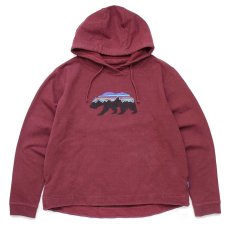 画像1: メキシコ製 patagoniaパタゴニア Uprial Hoody Fitz Roy Bear ストレッチ スウェットパーカー バーガンディ XL (1)