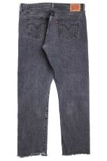 画像3: Levi'sリーバイス 501 S カットオフ ストレッチ 先染め ブラック デニムパンツ w32★SDP2874 (3)