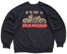 画像1: 90s USA製 DIAMOND ON THE ROAD 92 ウイング ロゴ スウェット 黒 L (1)