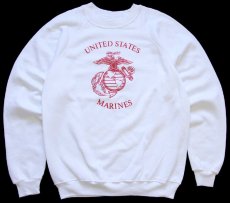 画像1: 80s Hanes UNITED STATES MARINES USMC ロゴ スウェット 白 L (1)