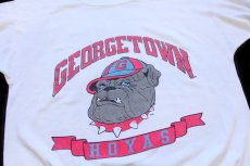 画像3: 90s USA製 GEORGETOWN HOYAS ブルドッグ マスコット 蛍光プリント スウェット ボロ 白 L (3)