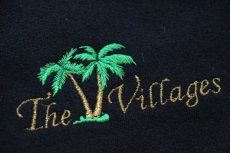 画像4: 00s The Villages ヤシの木 刺繍 パチポケ スウェット カーディガン 黒 OS (4)