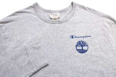 画像3: Championチャンピオン×Timberlandティンバーランド ビッグロゴ コットン 長袖Tシャツ 杢グレー 2XL★特大 (3)