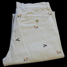 画像1: 00s J.CREW カモ ドッグ 刺繍 総柄 コットン チノパン グレーベージュ w34 (1)