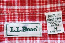 画像4: 90s L.L.Bean チェック ボタンダウン コットン シアサッカーシャツ 赤×白 M (4)