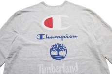 画像4: Championチャンピオン×Timberlandティンバーランド ビッグロゴ コットン 長袖Tシャツ 杢グレー 2XL★特大 (4)