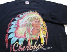 画像3: 80s USA製 Cherokee NORTH CAROLINA インディアンヘッド スウェット 黒 XL (3)