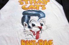 画像5: 80s USA製 STRAY CATS ストレイキャッツ 両面プリント 七分袖 ラグラン バンドTシャツ 白×黒 M (5)